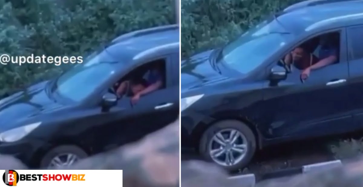 Video: Man stops his car for his woman to give him BJ in the car