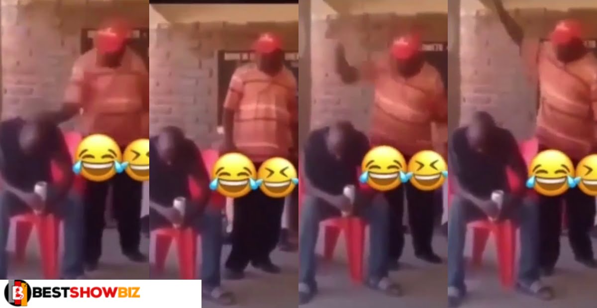 "p3 Adwuma Na Ware" - Man gives dirty slap to his single and lazy son (video)