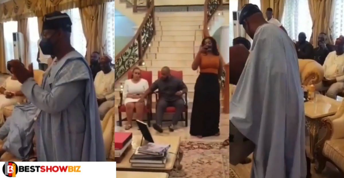 Money Dey: Davido’s Dad gifts bags of money to his in-laws during marriage introduction ceremony (Video)