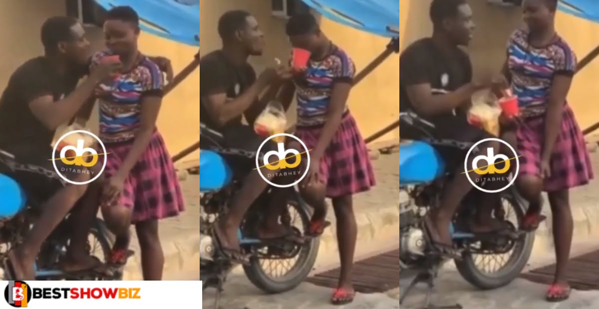 Romantic Okada rider spotted mouth feeding his girlfriend (video)