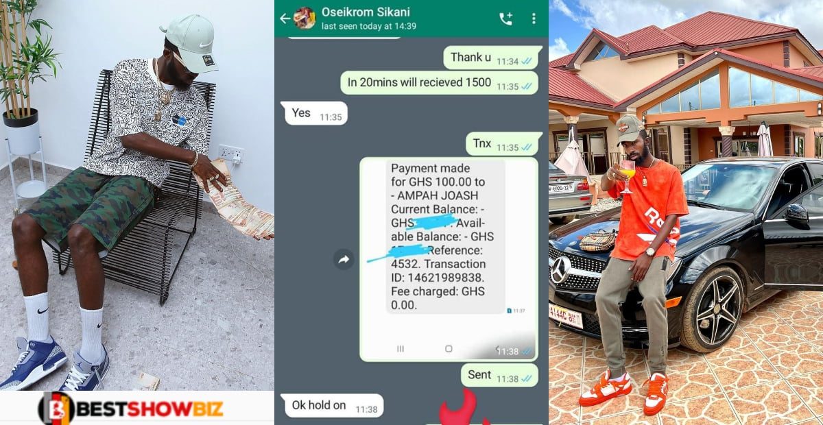 Oseikrom Sikani allegedly exposed for being a scammer - Screenshots and receipts drops