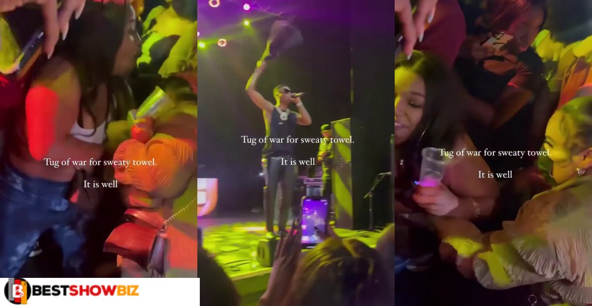 Wizkid's female fans get into a fight over his sweaty towel (video)
