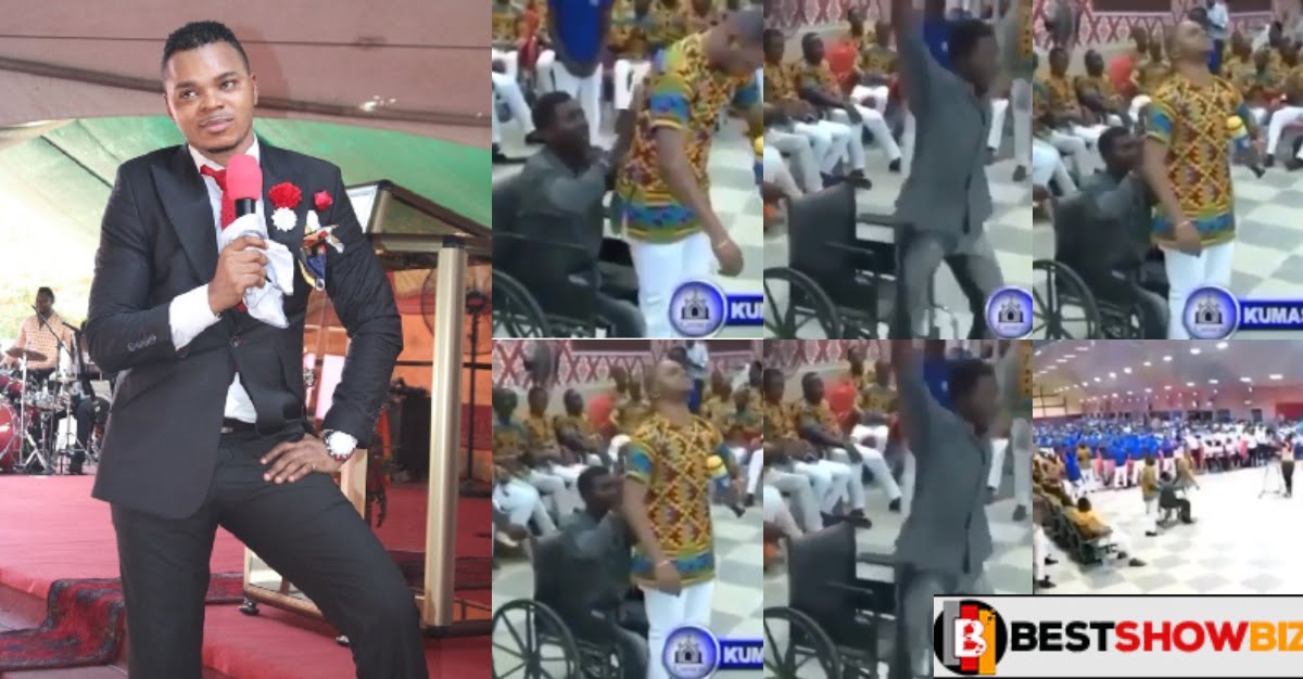 Hit me harder: Bishop Obinim performs another fake miracle (Video)