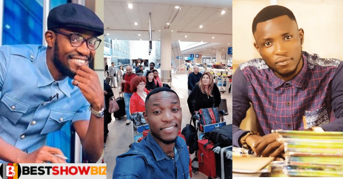 Photos: Teacher Kwadwo 'flies' to abroad after GES sacked him