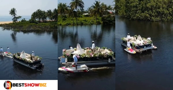 Bride breaks wedding record as she arrived in an expensive boat (video)