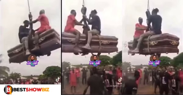 Only in Africa: Watch the funny moment a Coffin was carried by towing Car To Funeral Grounds