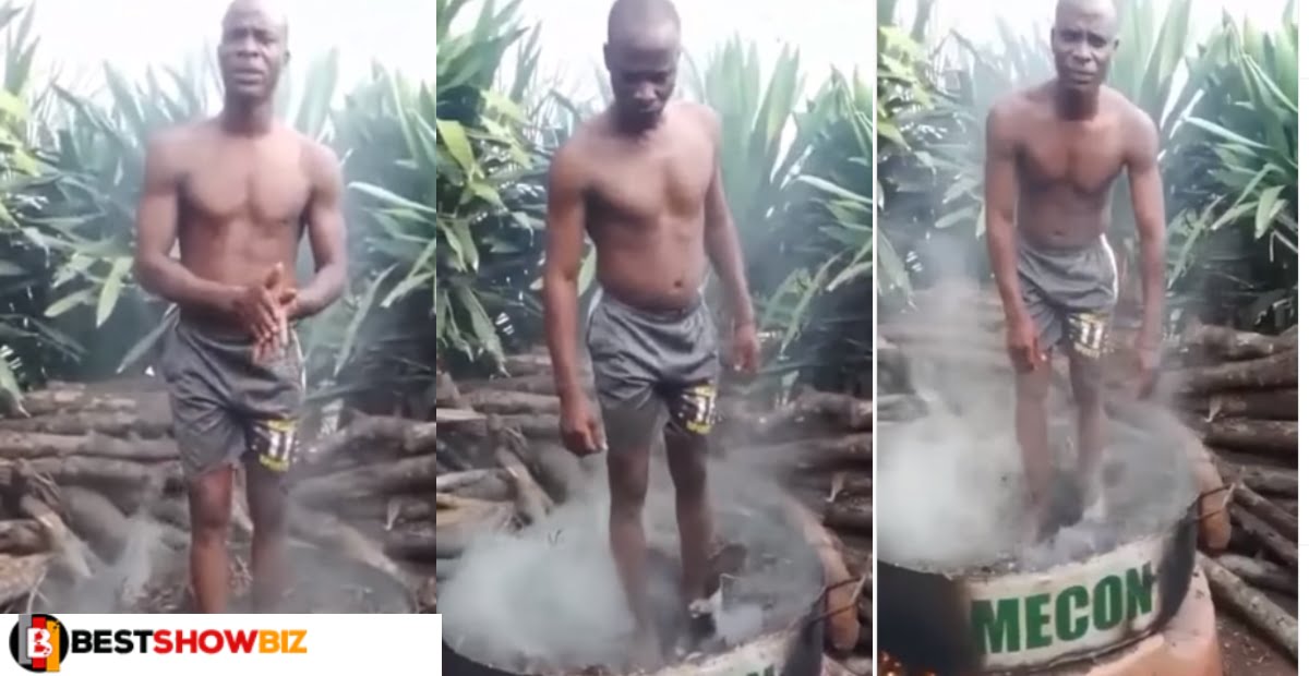 Volta Region: Efo spotted standing in fire without being burned - Video