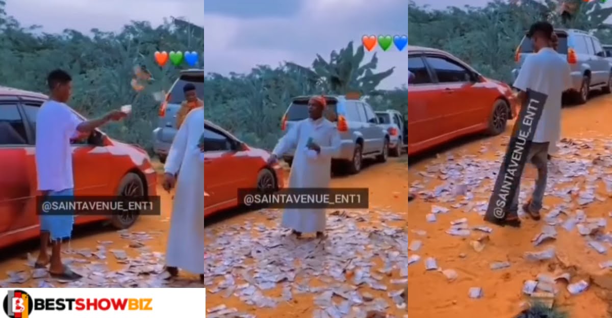 Fraud boys showers money on their mallam after making them hit the jackpot (video)
