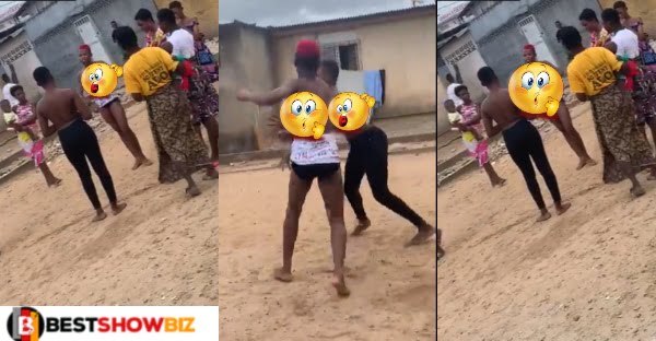 Two Girls Remove Their Tops As They Fight Like Men (video)