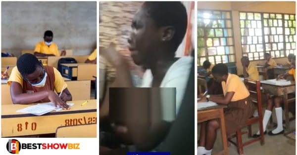 JHS Girl cries uncontrollably like a baby after checking her BECE Results (Video)