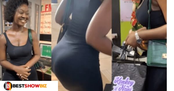 Social Media Users shocked by the beauty and huge backside of a kenkey seller (video)