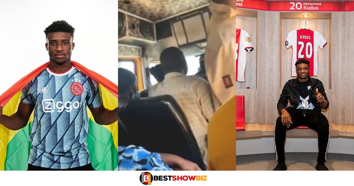 Ajax and Ghanaian player Kudus Mohammed takes Trotro home as he arrives from Holland For Christmas (Video)