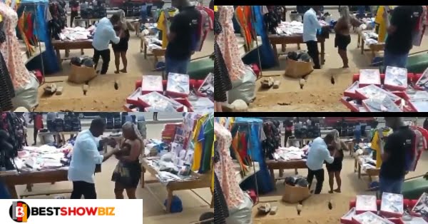 Beautiful lady removes her clothes in the market just to test a new bra she bought (video)