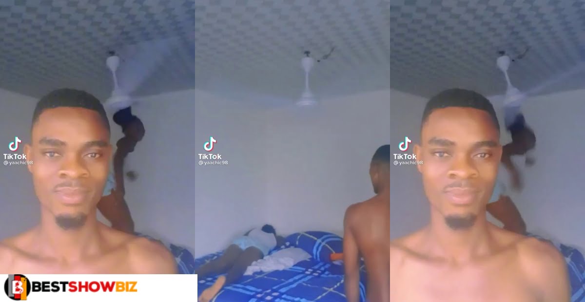 Ceiling fan almost cut head of a lady because of Tiktok video (watch)