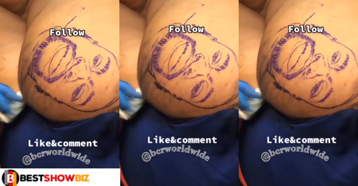 Lady Tattoos Her Boyfriend's Picture On Her Bṳttoḉks (video)