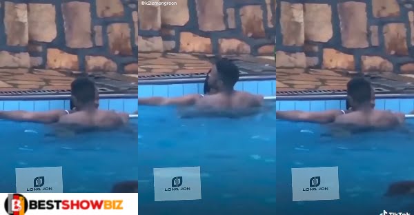 Man and his girlfriend couldn't wait to take it home as they were spotted doing it in the pool (video).