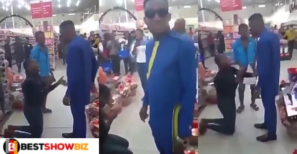 "Get Up, I Am The One Who Is Supposed To Propose To You"- Man Shuts Down His Proposing Girlfriend In Public. (video)