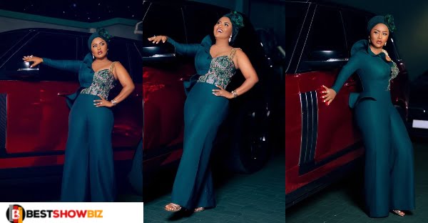 Rich Auntie, Nana Ama Mcbrown, shows her wealth by flaunting her customized Range Rover. (Photos)