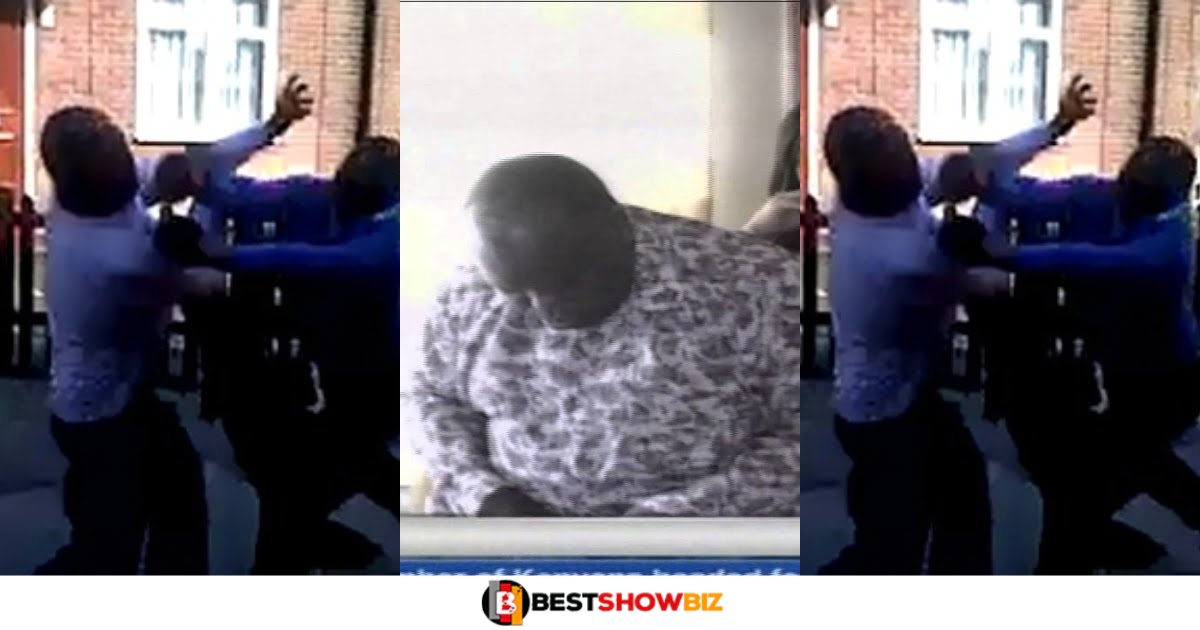 Pastor chop blows as he tries to separate two men fighting during church service (video)