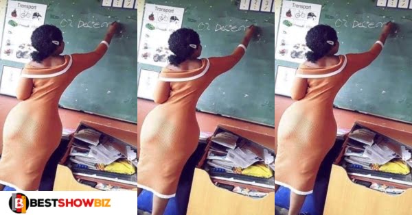 Primary Teacher Causes Confusion Online with her Curvaceous Body as she teaches (photos)