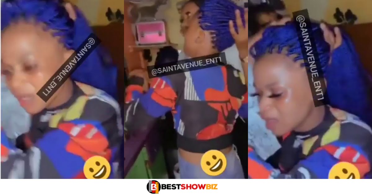 Slay queen cries like a baby due to headaches after going for a wicked hairstyle at the saloon (video)