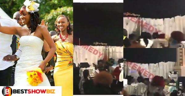 Broken heart lady and her friends storms wedding of ex-boyfriend to disrupting the event (video)
