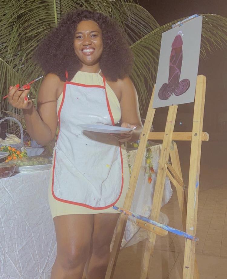 Abena Korkor Demonstrates Her Drawing And Painting Skills By Drawing A D'ck (photo)