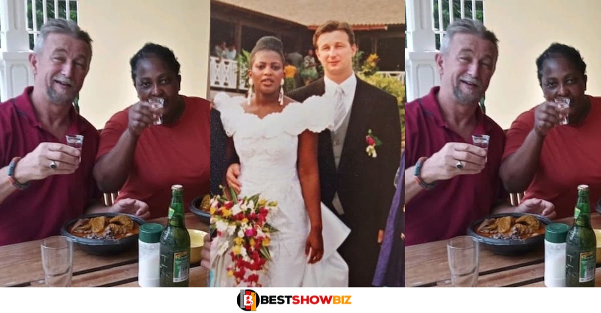 Pretty Ghanaian lady and her 'Oyibo' husband celebrates 29 years of marriage