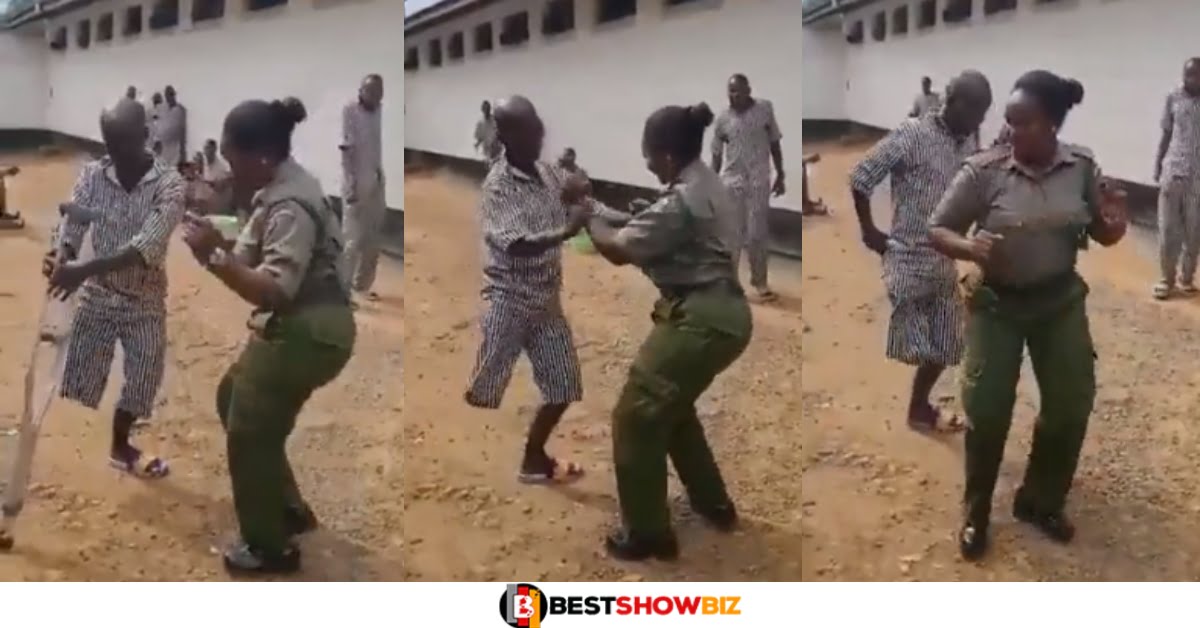 Reactions as Female prison officer dance with a physically challenged prisoner (video)