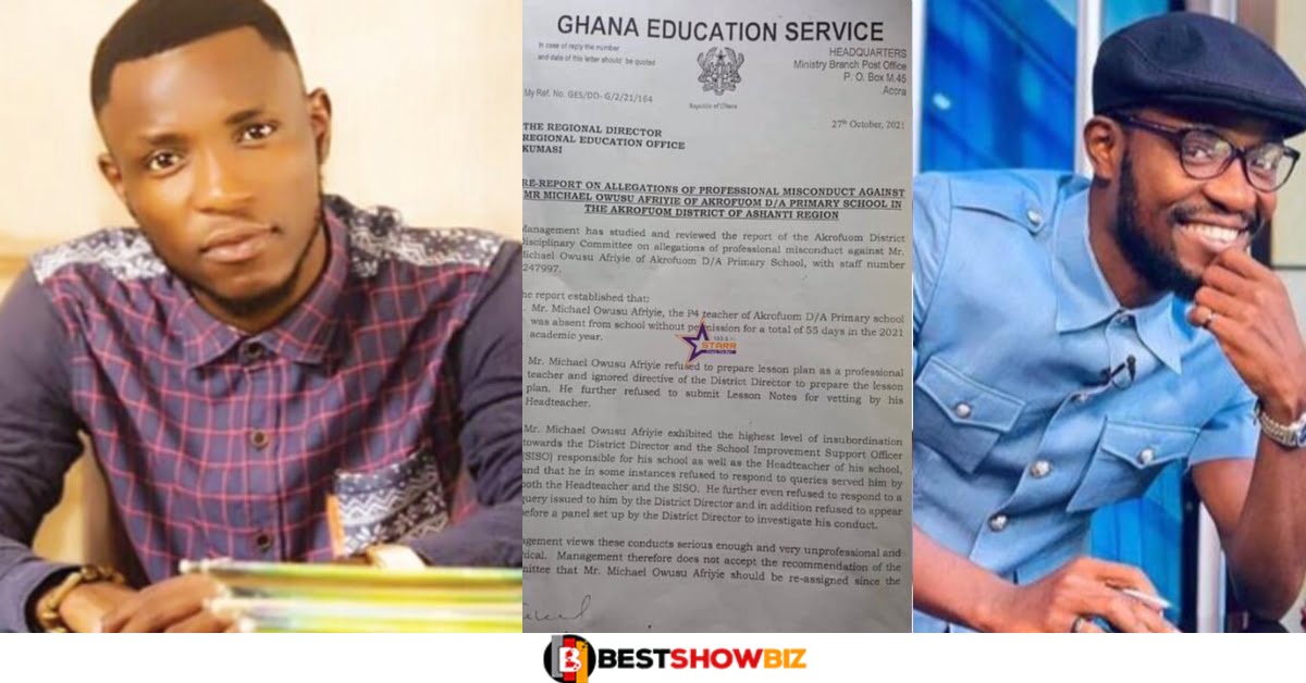 "This Is What Actually Happened" - Teacher Kwadwo Finally Reveals Why He Was Sacked By GES