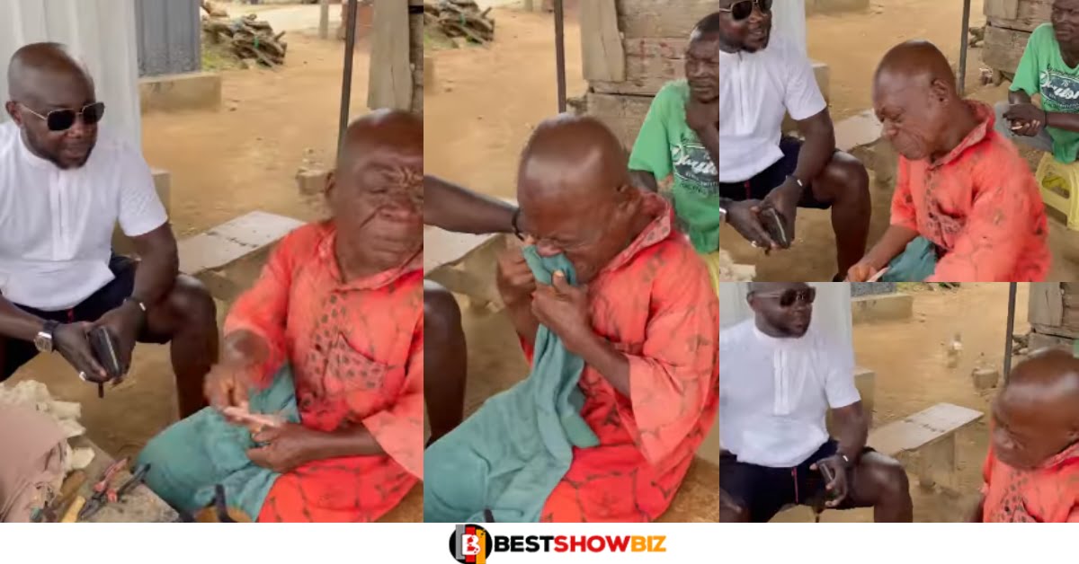 Video: Old Man Who is a Shoemaker Cries Uncontrollably As Osebo Gifts Him Ghc50