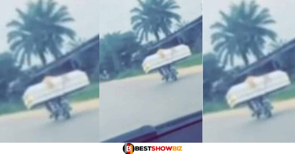 Video: See reactions as video of man transporting coffin on motorcycle pops up