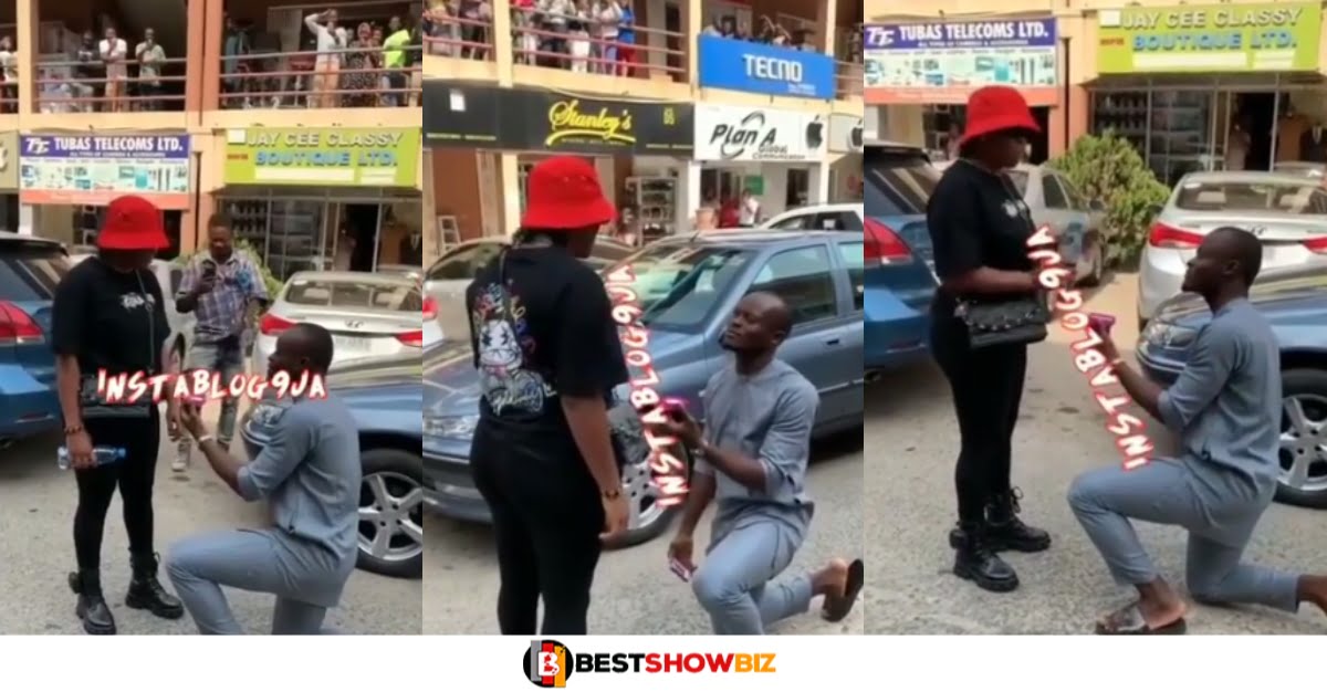 “You’re not my class” – Lady disgraces campus boyfriend who proposed marriage to her (Video)