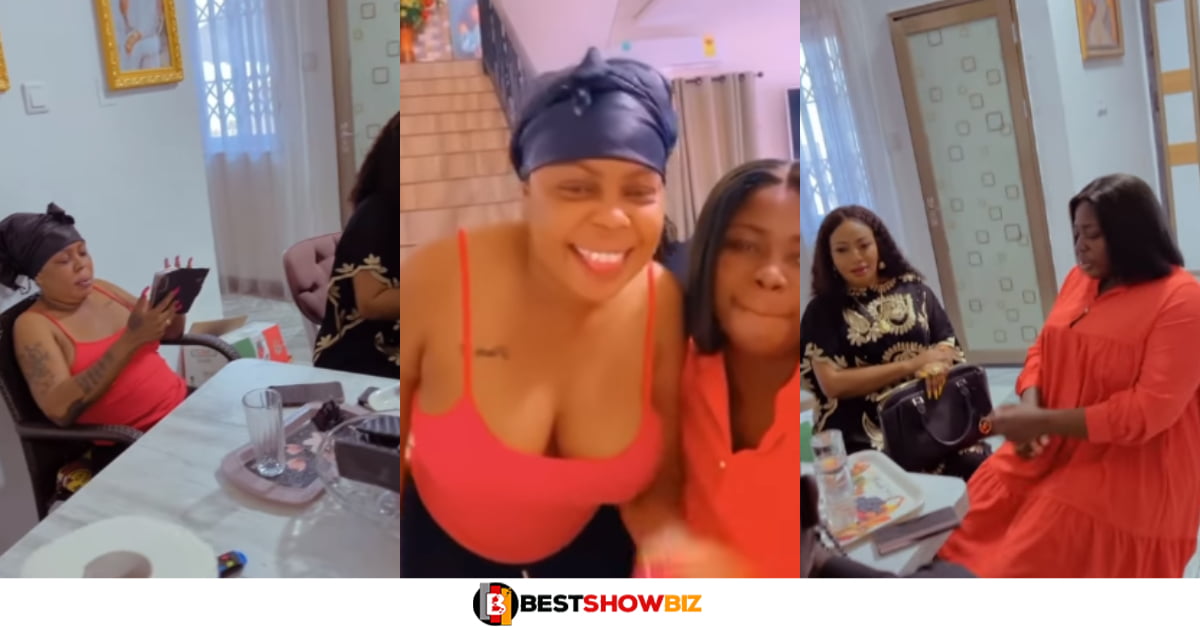 Tracey Boakye and Diamond Appiah Put A Smile On Afia Schwarzenegger's Face During Their Visit To Mourn Her Father With Her. (video)