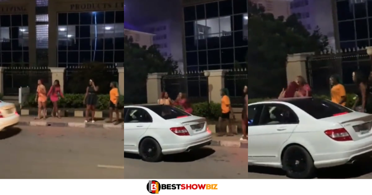 Ặshẳwo ladies exchange blows as man in Benz pulls up to seek their services. (watch Video)