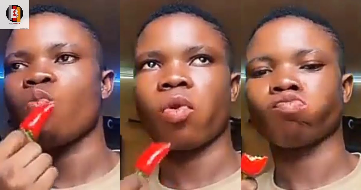 All because of social media likes. A young boy chews hot pepper raw (video)