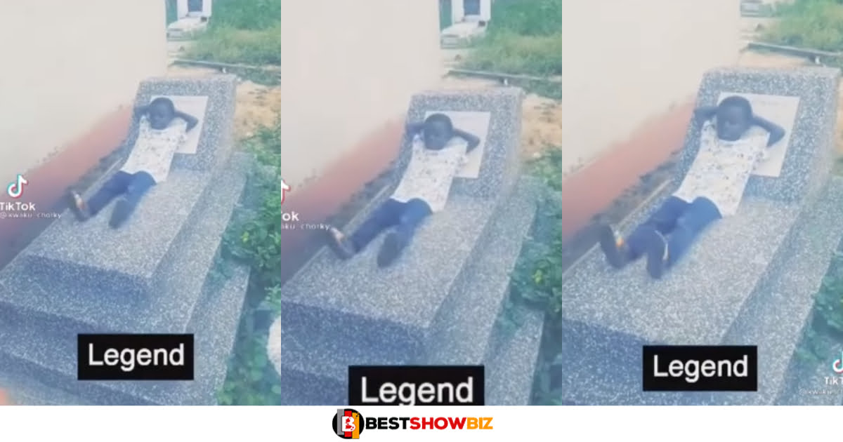 4-Year-Old Boy Seen Lying Like A Boss On Someone's Grave At The Cemetary (Video)