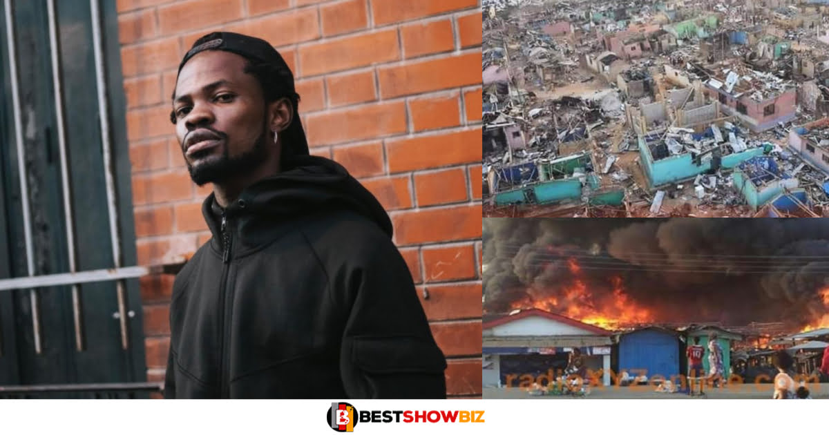 Bogoso- Appiatse Explosion: Fameye stops his vacations in Holland to sympathize with his hometown residents after the tragic event.