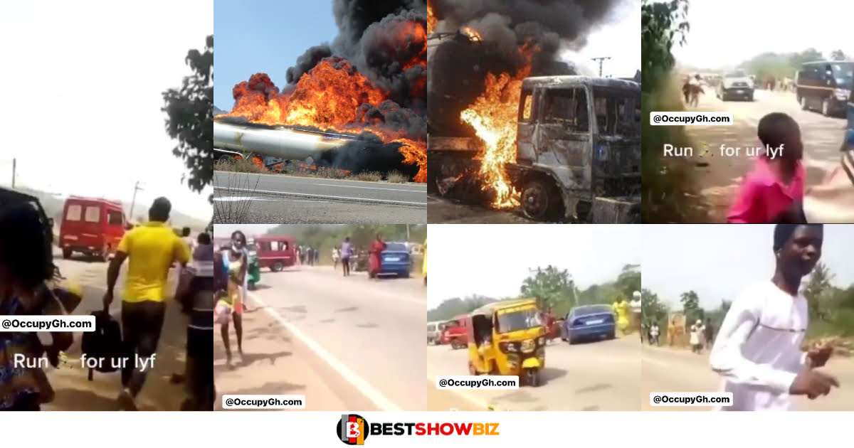 Watch the moment people were running for their lives after a fuel tanker caught fire at Kaase (video)