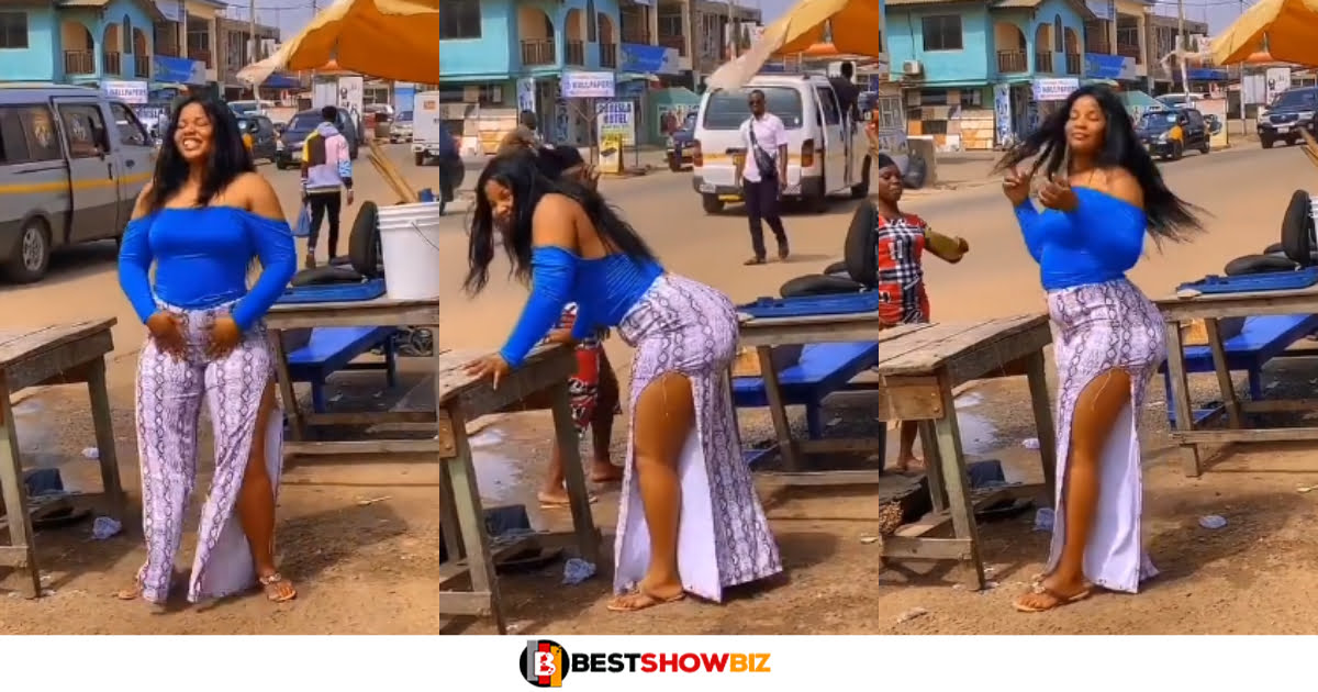 Lady almost caused a car accident after she showed up on the streets with her huge backside (video) .