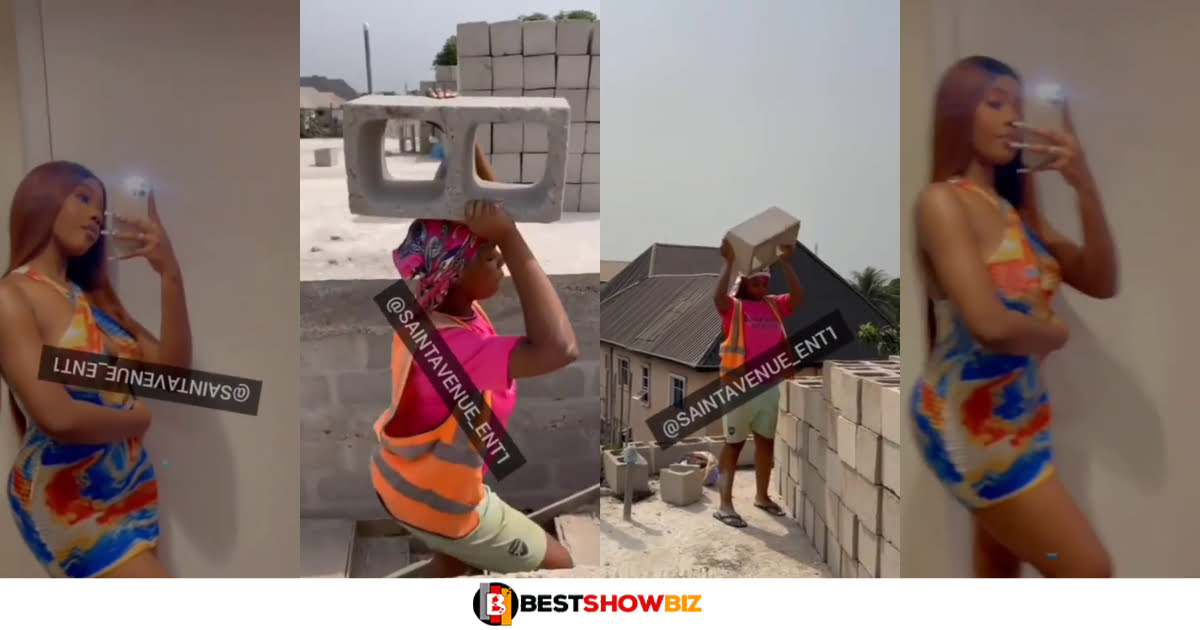 A beautiful lady goes viral after revealing she is a mason and lays bricks for a living (video)