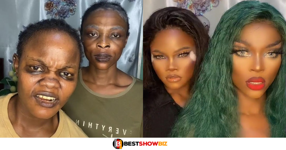 Please ban makeup: See the serious transformation of two ladies after wearing make-ups