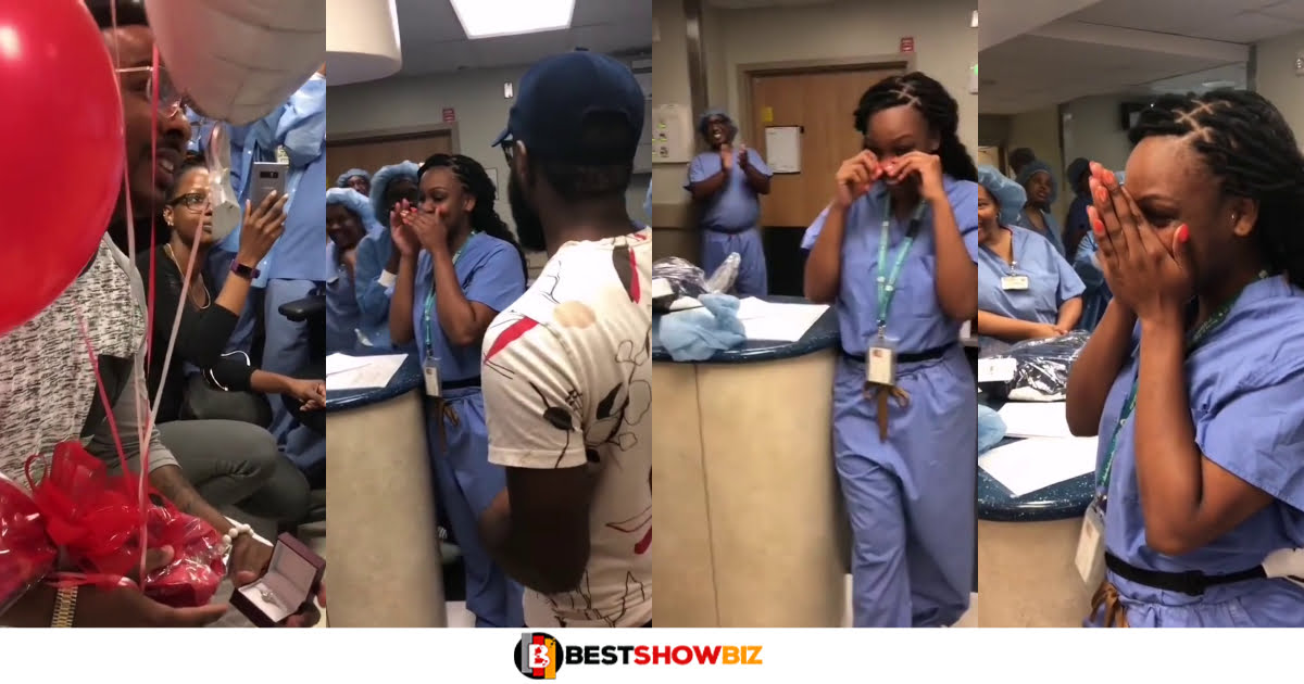 Man storms hospital to propose to his girlfriend who is a nurse (video)