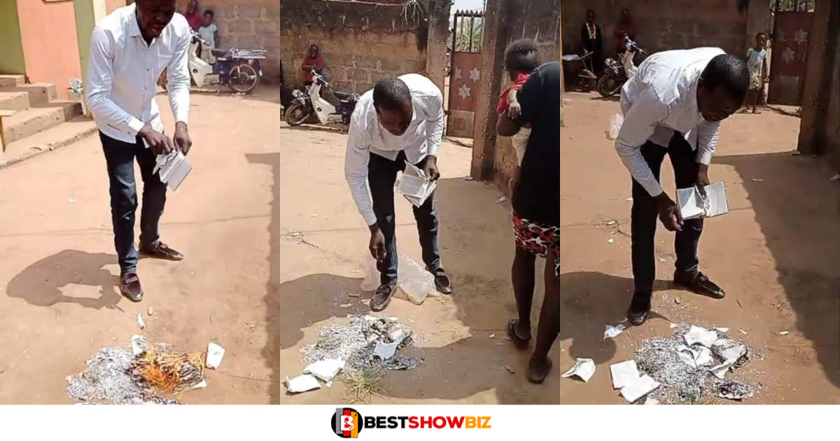 "I am not a Christian anymore, the Bible is fake"- Man declares as he sets the holy book on fire.