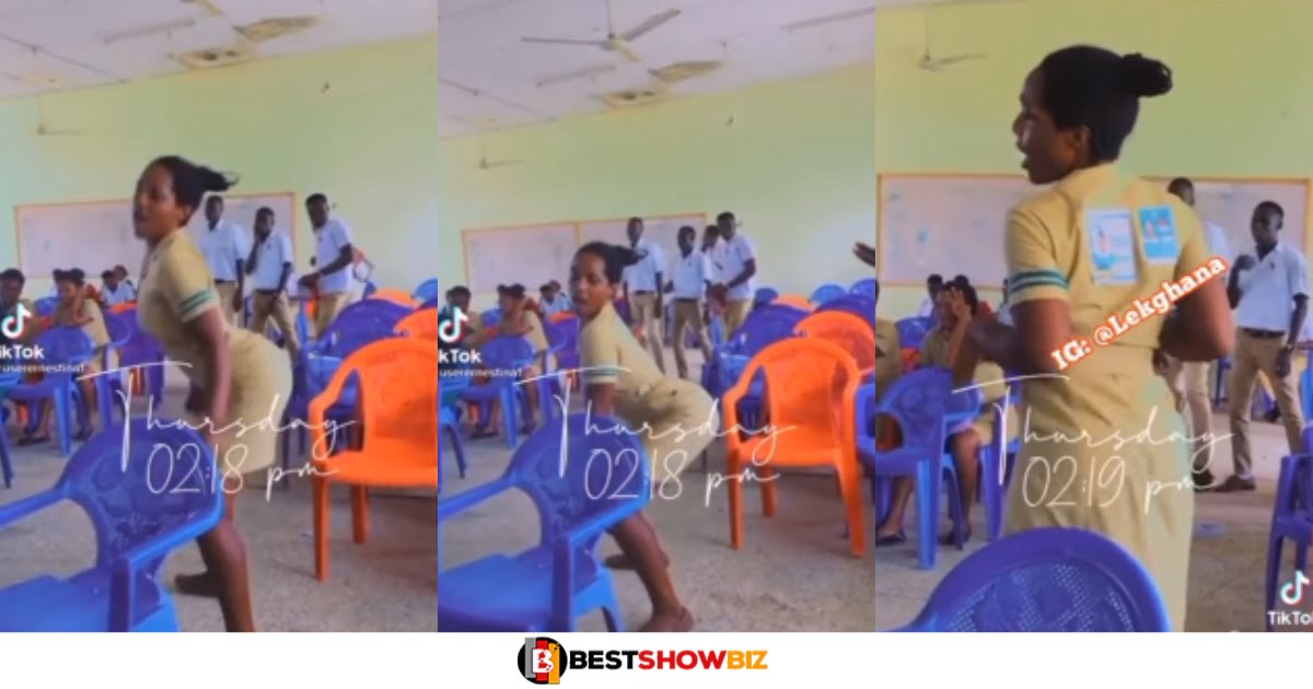 (watch video) Ghanaian female student Nurse Tw3rks For her Male Classmates (Video)