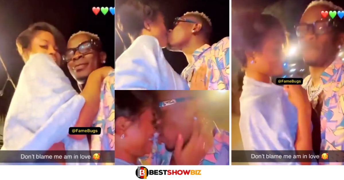 Shatta wale gets a new girlfriend as he happily shows her off with a kiss on social media (video)