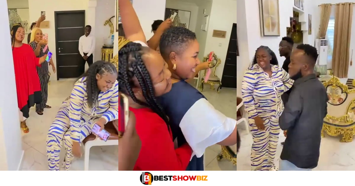 Watch the beautiful moment Akwaboah, Xandy, Diamond, and other celebrities storm Tracey Boakye’s house to surprise her.