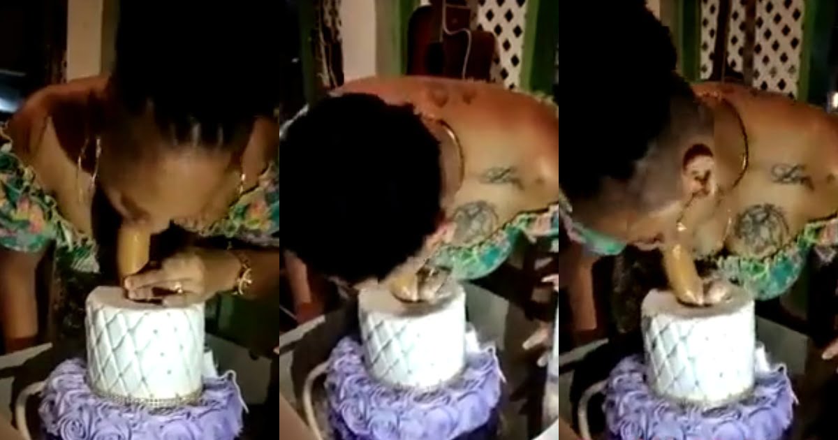 (video) Married woman given a pḝn!s shaped cake for her birthday, see what she did with it.