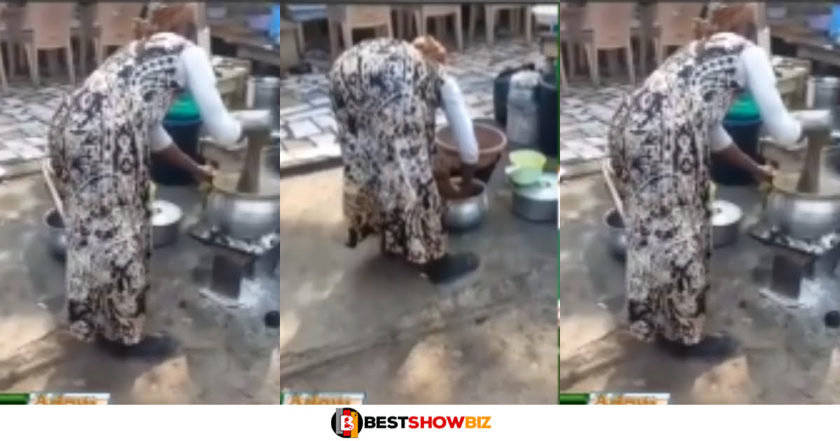 Food Seller Preparing 'Okro' Soup With A Broom Causes Confusion Online (video)