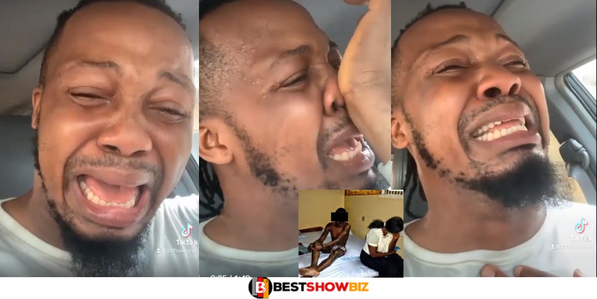 “I Will Never Love Again” – Man Breaks Down In Tears After Catching Another Man On Top Of His Girlfriend (Video)